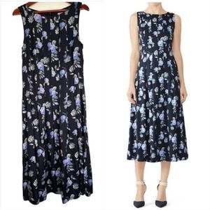 Becken Womens 10 Silk Blend Floral Pleated Sleeveless Designer Cocktail Dress